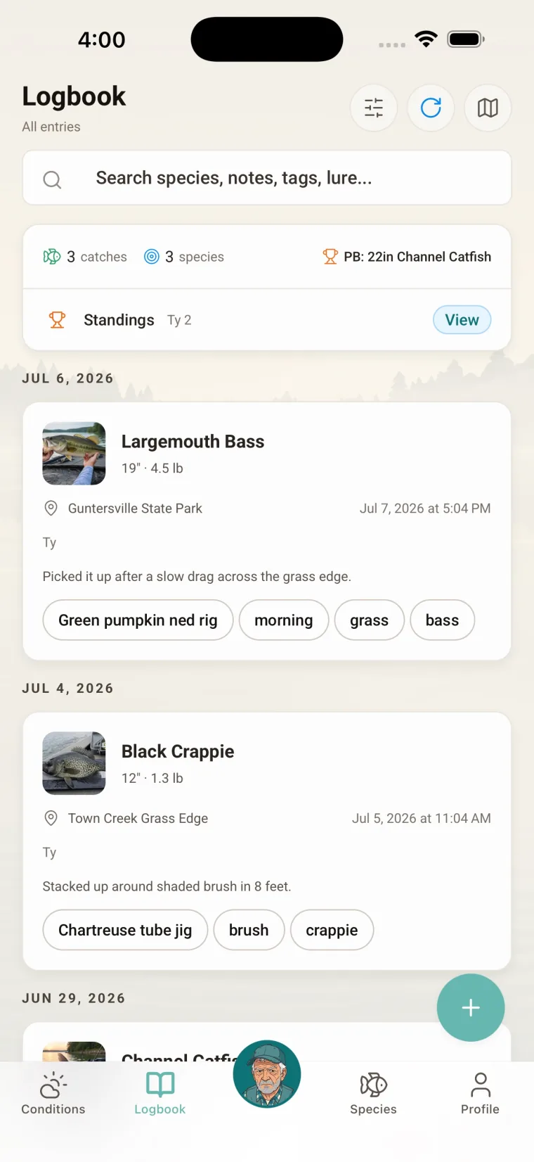 Ask Gill fishing logbook with recent catches and patterns